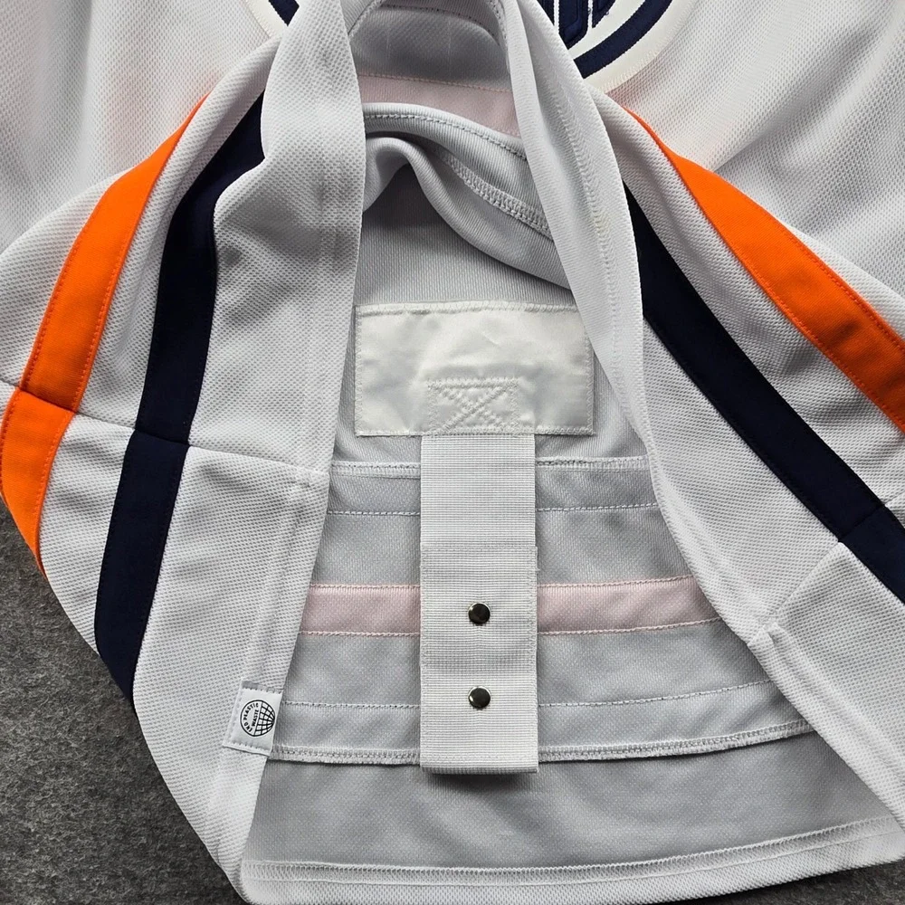Adidas Edmonton Oilers NHL Jersey Mens 44 White Primegreen Authentic Fight Strap